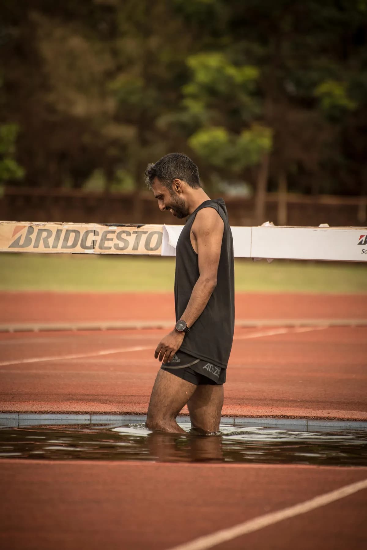 Coach Vikas training on the Bridgestone track